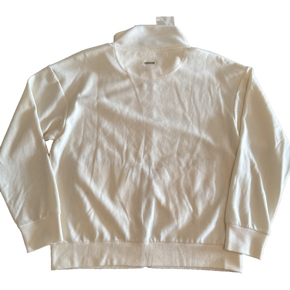 Tommy Bahama Women’s Knit Ottoman Full Zip-Up Jacket Small Cream Gold Accent - Picture 7 of 9